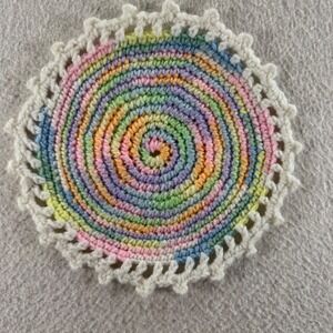 Colorful Crochet Coaster Handmade Pot Coaster Cotton Yarn Spiral Home Decor‎